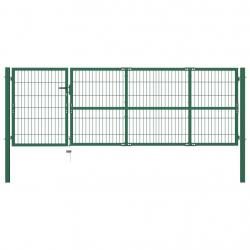Portail de clôture de jardin avec poteaux 350x100 cm Acier Vert alsavelo