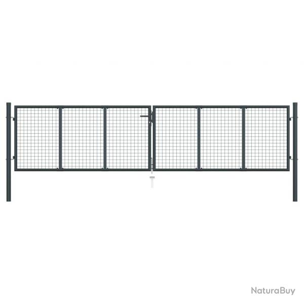 Portail en maille de jardin Acier galvanis 400 x 150 cm Gris alsavelo