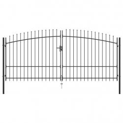 Double portail avec haut sous forme de lance 400 x 225 cm alsavelo