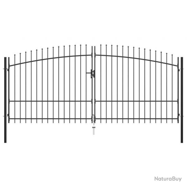 Double portail avec haut sous forme de lance 400 x 225 cm alsavelo