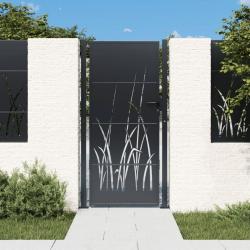 Portail de jardin anthracite 105x205cm acier conception d'herbe alsavelo