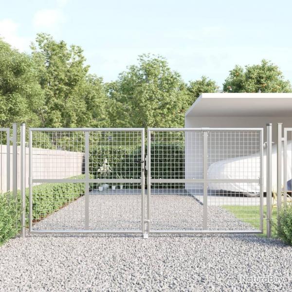 Portal de jardin maille argent 300x175 cm acier galvanis alsavelo