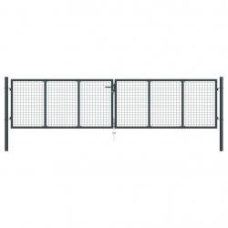 Portail en maille de jardin Acier galvanisé 400 x 125 cm Gris alsavelo