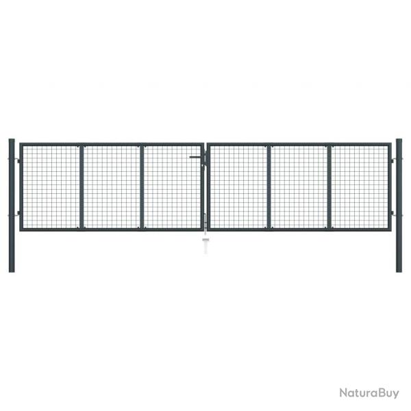 Portail en maille de jardin Acier galvanis 400 x 125 cm Gris alsavelo