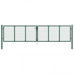 Portail en treillis de jardin acier 390x100 cm vert alsavelo