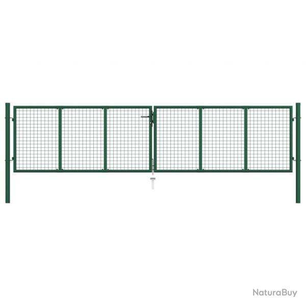 Portail en treillis de jardin acier 390x100 cm vert alsavelo