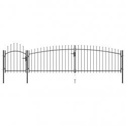 Portail de clôture de jardin avec dessus en lance 5x1,5 m Noir alsavelo