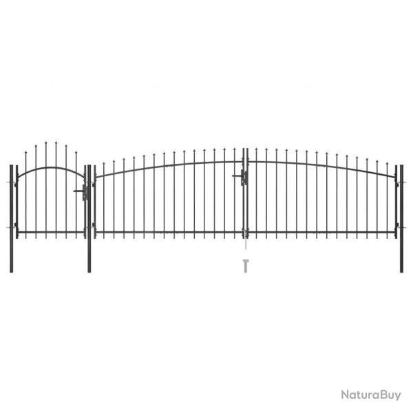 Portail de clture de jardin avec dessus en lance 5x1,5 m Noir alsavelo