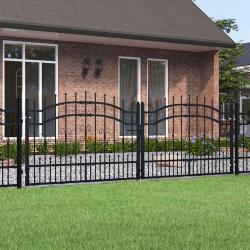 Portail et sommet de lance Noir 305x151 cm Acier enduit poudre alsavelo