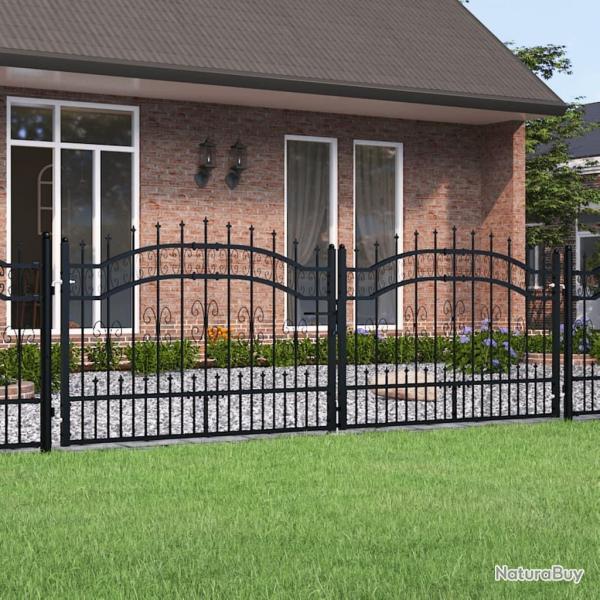 Portail et sommet de lance Noir 305x151 cm Acier enduit poudre alsavelo