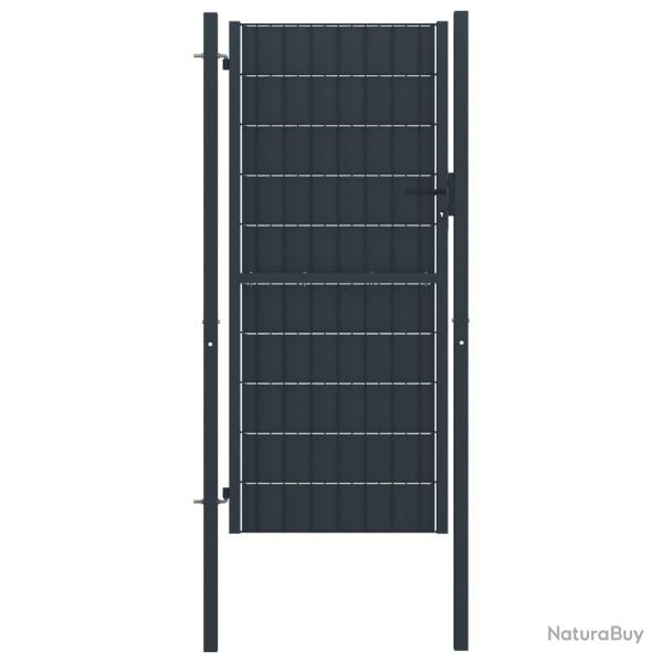 Portail de clture PVC et acier 100x204 cm Anthracite alsavelo