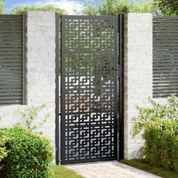 Portail de jardin noir 105x205 cm acier conception croisée alsavelo
