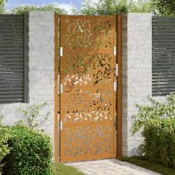 Porte de jardin acier résistant aux intempéries design feuilles alsavelo