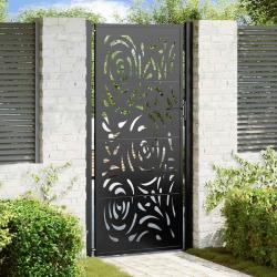 Portail de jardin noir 105x205 cm acier conception de flamme alsavelo