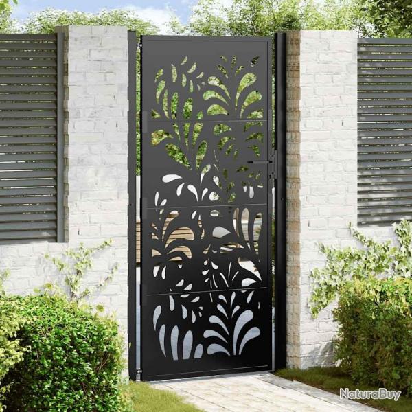Portail de jardin noir 105x205 cm acier conception de vagues alsavelo