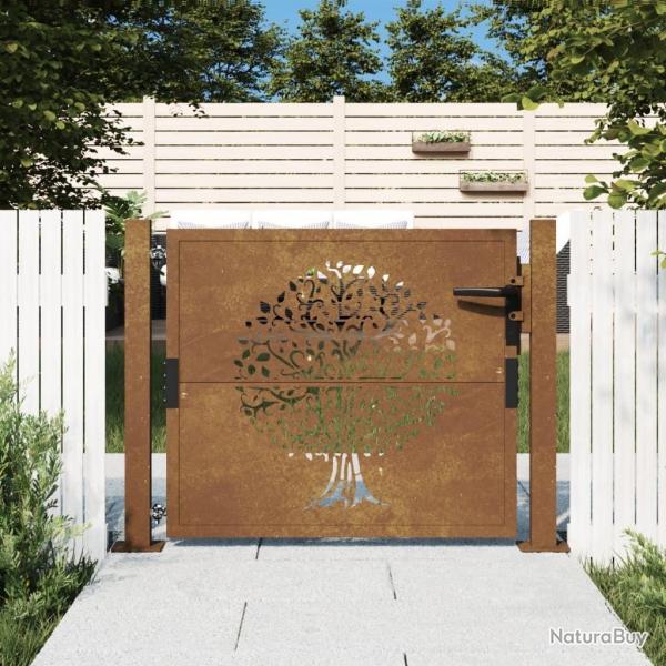 Portail de jardin 105x105 cm acier corten conception de l'arbre alsavelo