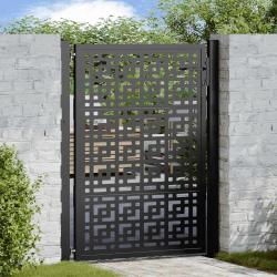 Portail de jardin noir 105x130 cm acier conception croisée alsavelo
