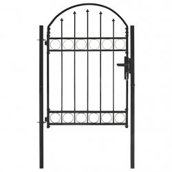 Portail de jardin avec dessus arqué Acier 100 x 125 cm Noir alsavelo