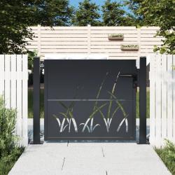 Portail de jardin anthracite 105x105cm acier conception d'herbe alsavelo
