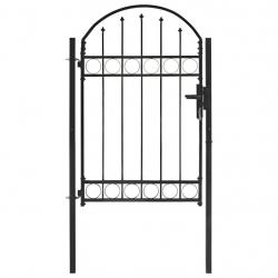 Portail de jardin avec dessus arqué Acier 1 x 1,5 m Noir alsavelo