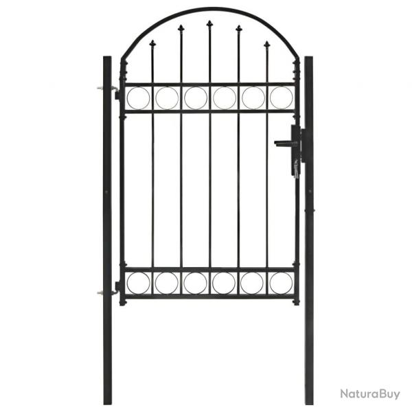 Portail de jardin avec dessus arqu Acier 1 x 1,5 m Noir alsavelo