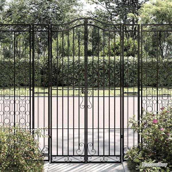 Portail de jardin noir 121x8x180 cm fer forg alsavelo