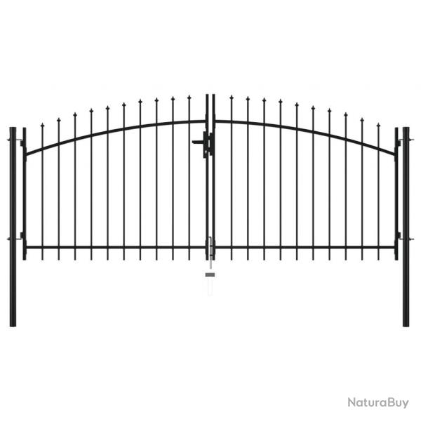 Double portail avec haut sous forme de lance 300 x 150 cm alsavelo