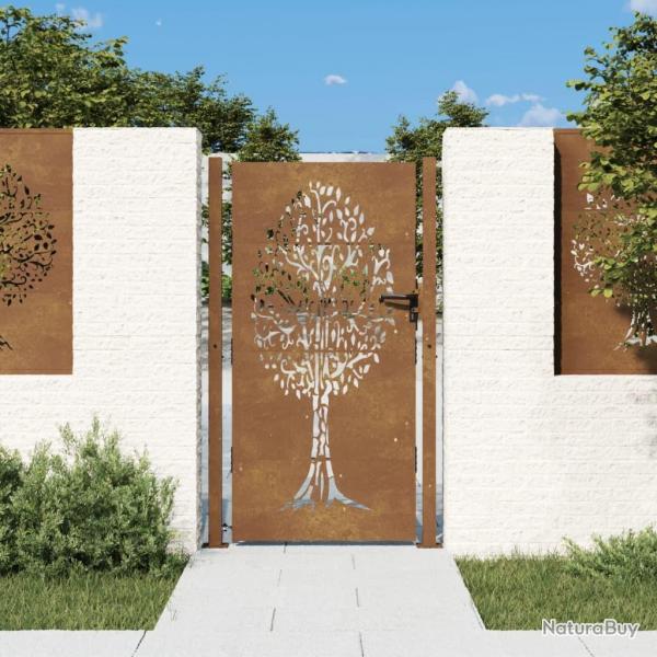 Portail de jardin 105x180 cm acier corten conception de l'arbre alsavelo