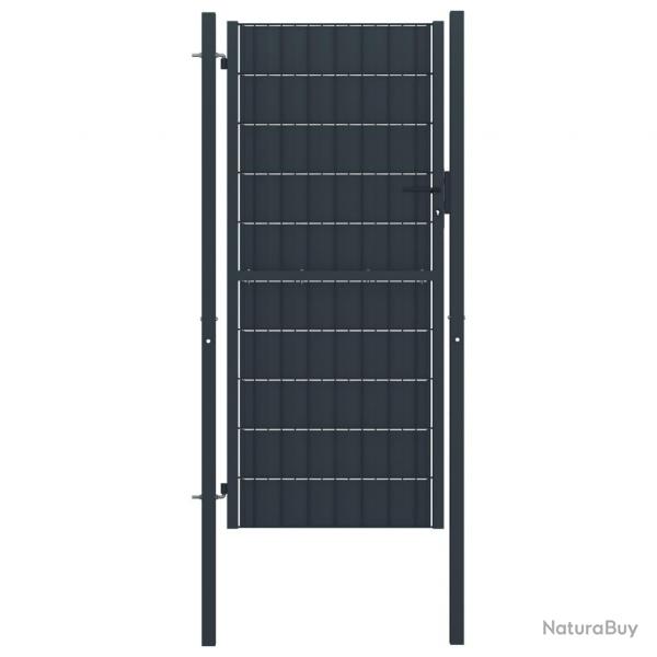Portail de clture PVC et acier 100x164 cm Anthracite alsavelo