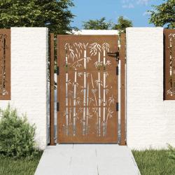 Portail de jardin 105x130 cm acier corten design de bambou alsavelo