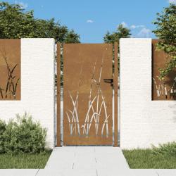 Portail de jardin 105x180 cm acier corten conception d'herbe alsavelo