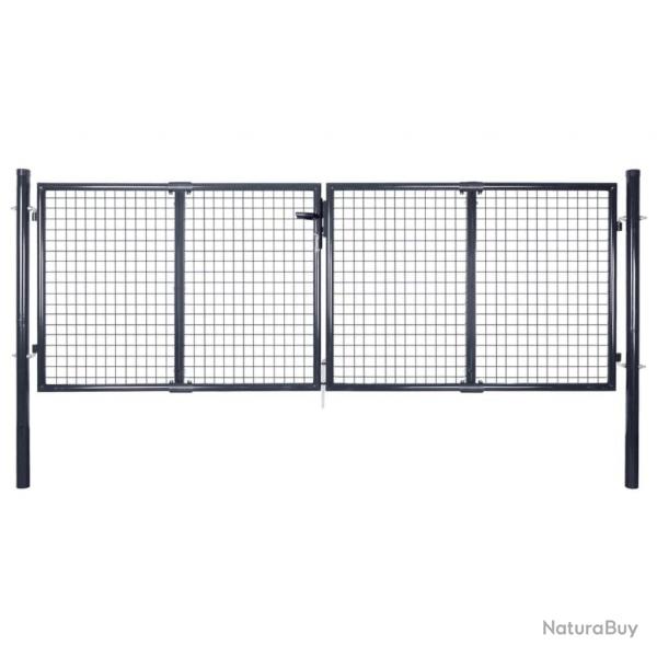 Portail en maille Acier galvanis 289x100 cm Gris alsavelo