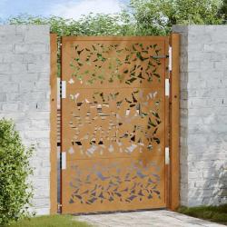 Porte de jardin acier résistant aux intempéries design feuilles alsavelo
