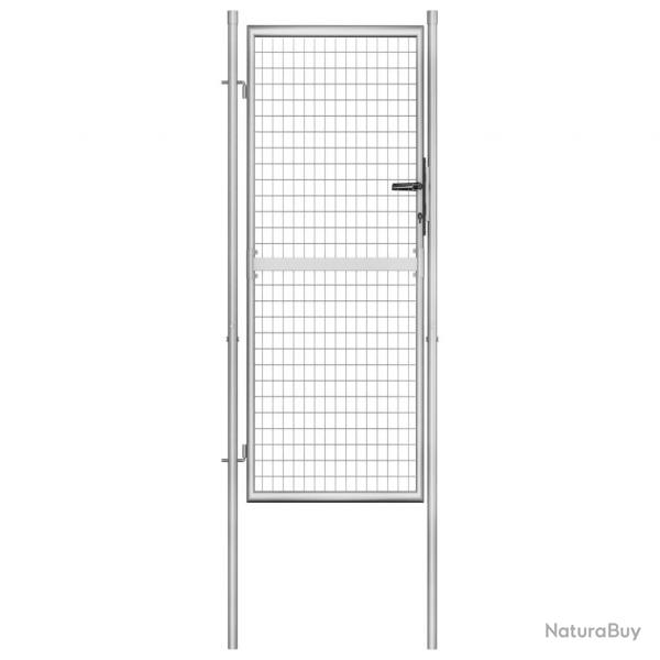 Porte de jardin Acier galvanis 105x250 cm Argent alsavelo