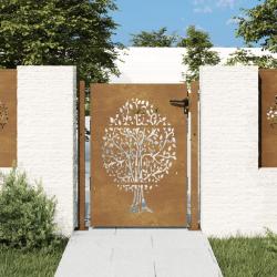 Portail de jardin 105x155 cm acier corten conception de l'arbre alsavelo