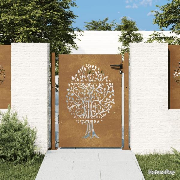 Portail de jardin 105x155 cm acier corten conception de l'arbre alsavelo