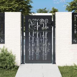Portail de jardin anthracite 105x130 cm acier design de bambou alsavelo