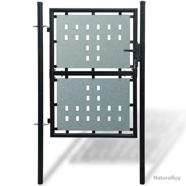 Portail simple de clture Noir 100x200 cm alsavelo