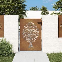 Portail de jardin 85x150 cm acier corten conception de l'arbre alsavelo