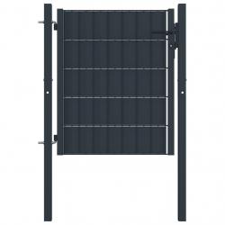Portail de clôture PVC et acier 100x101 cm Anthracite alsavelo