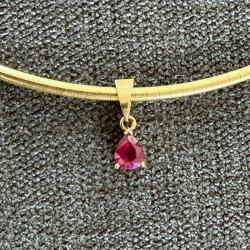 Magnifique collier or 18 carats - pendentif rubis - ras de cou - 41 cm