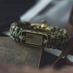 Bracelet Paracord Homme Camouflage Militaire Drapeau Américain Retro Vintage Lifestyle Nature