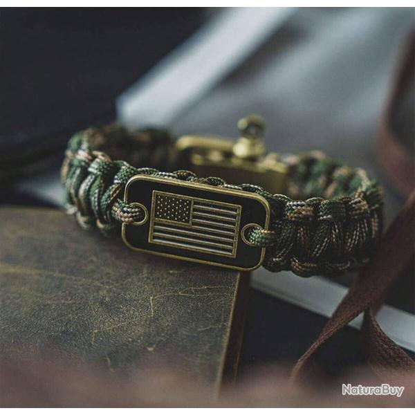 Bracelet Paracord Homme Camouflage Militaire Drapeau Amricain Retro Vintage Lifestyle Nature