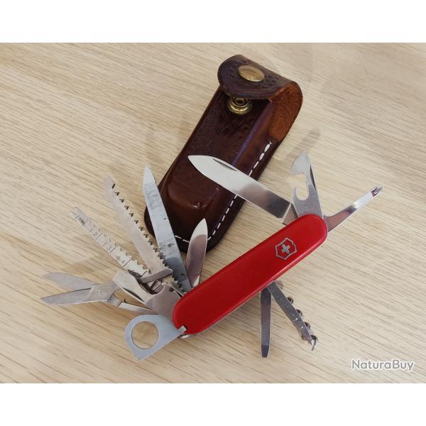 Victorinox Couteau Suisse Champion C 1976-1979 + pochette cuir vintage
