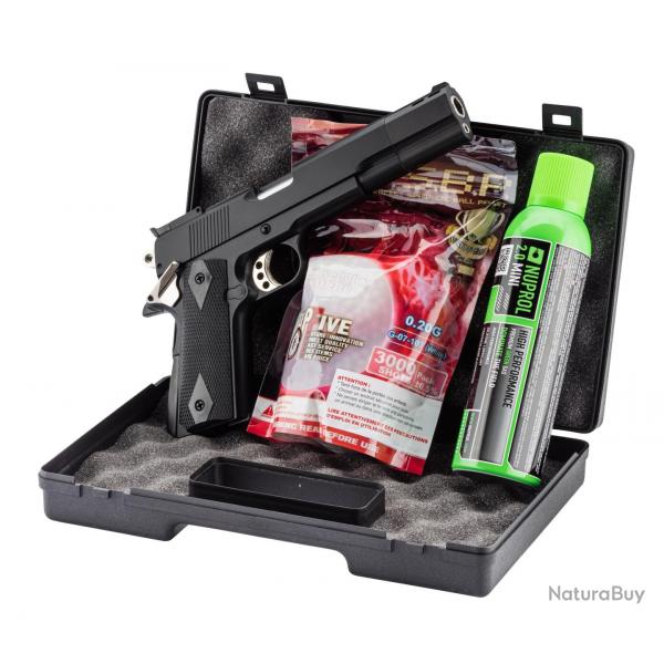 Pack GNB Gaz 1911 Long noir 0,5J mallette + billes + gaz