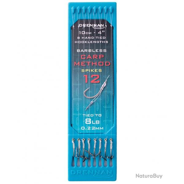 DRENNAN BAS DE LIGNE CARP METHOD SPIKE 4" HOOK PLATE DRENNAN 0,22mm 12 4''/10cm