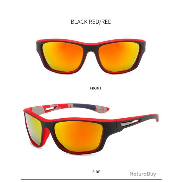 Lunettes Soleil Unisexe De Luxe Polarises Classique Rouge Et Noir Verres Jaunes Conduite Randonnes