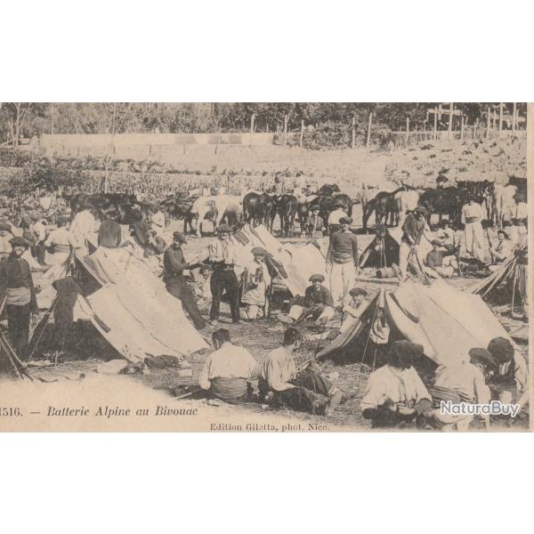 CPA - Batterie Alpine au bivouac N0201
