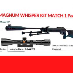 Vente flash ! Carabine à plomb PACK-1 G-Magnum Whisper IGT Mach1 Cal. 4,5 mm + Lun. Gamo 3-9 x 40WR