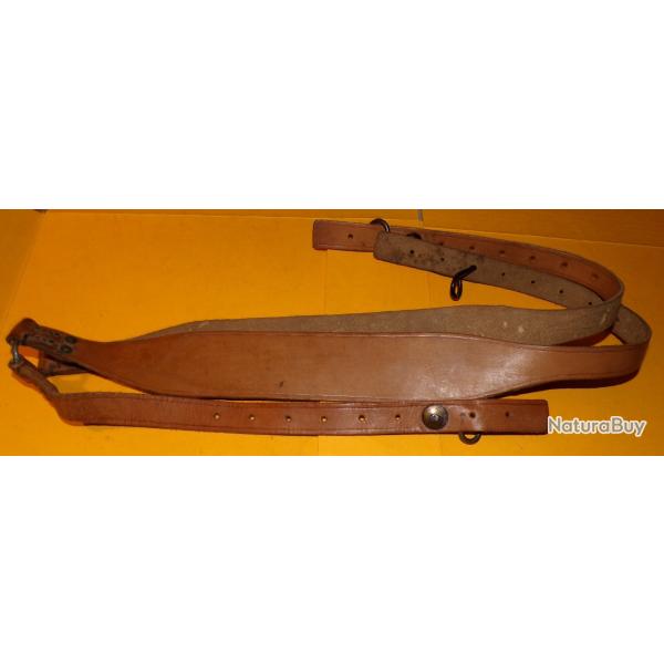 BRELAGE CUIR MILITAIRE DE L'ARMEE FRANCAISE , MODELE ANCIEN WWII A 9 TROUS , FABRICATION FRANCAISE ,